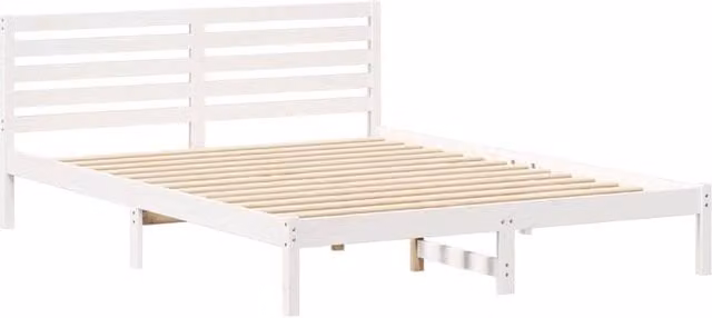Berkfield Home White Solid Pine Wood Bed with Headboard W/D/H: 160 x 210 x 80.5 cm – 1