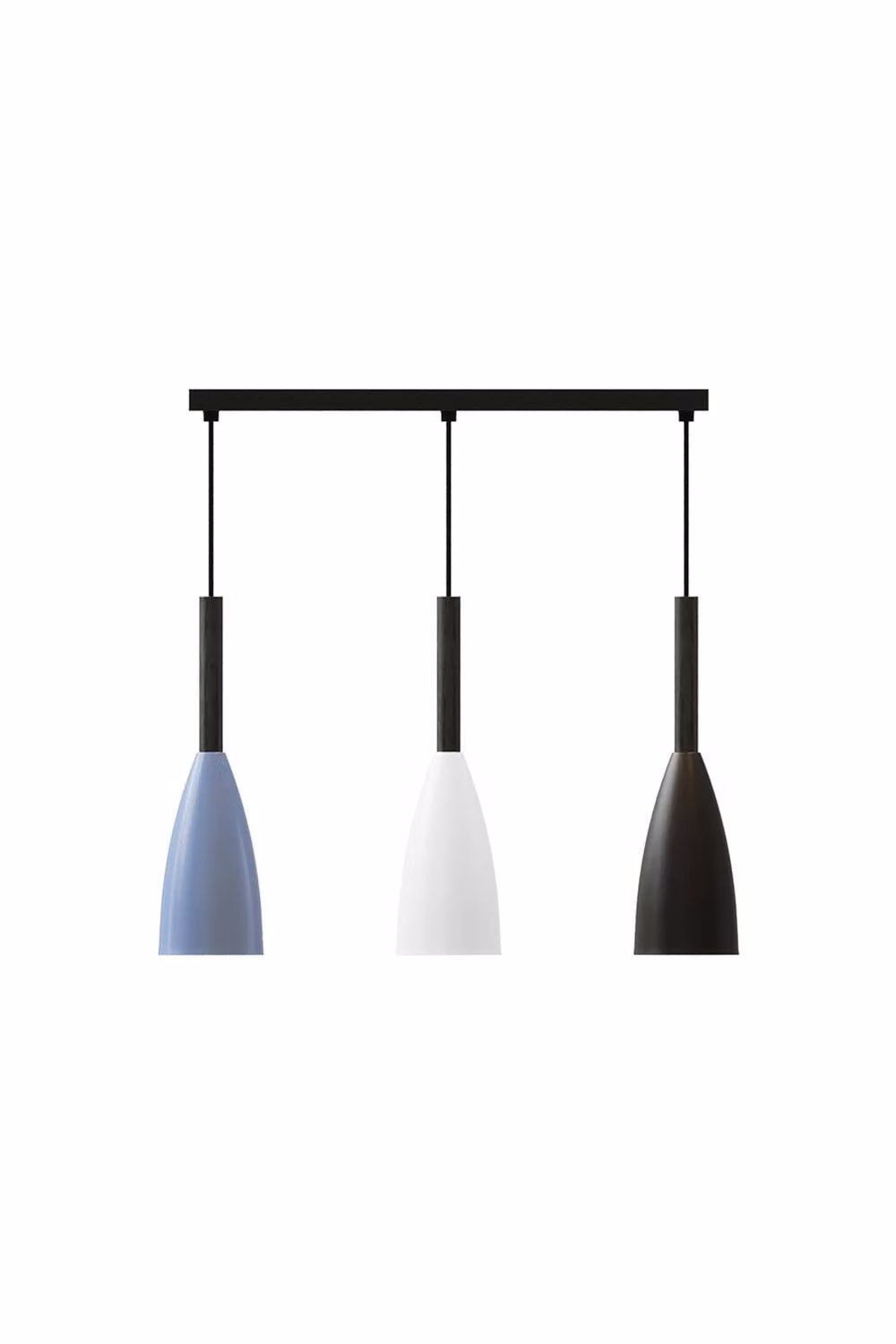 Living and Home Modern 3-Light Metal Cone Pendant Light in Black and Multicolour – 2