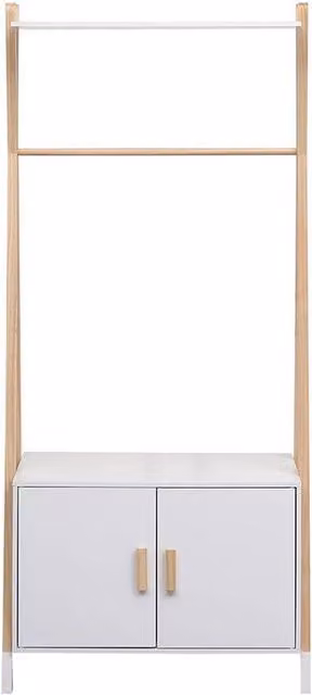 FORGEVIO White Lacquered Hanging Clothes Rail and Bedroom Storage Teepee