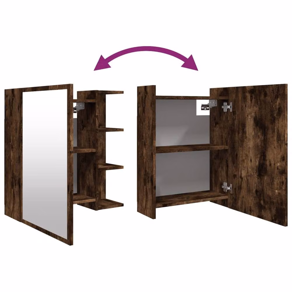 Berkfield Home Smoked Oak Bathroom Mirror Cabinet, Brown, W: 62.5 cm, D: 20.5 cm, H: 64 cm – 3