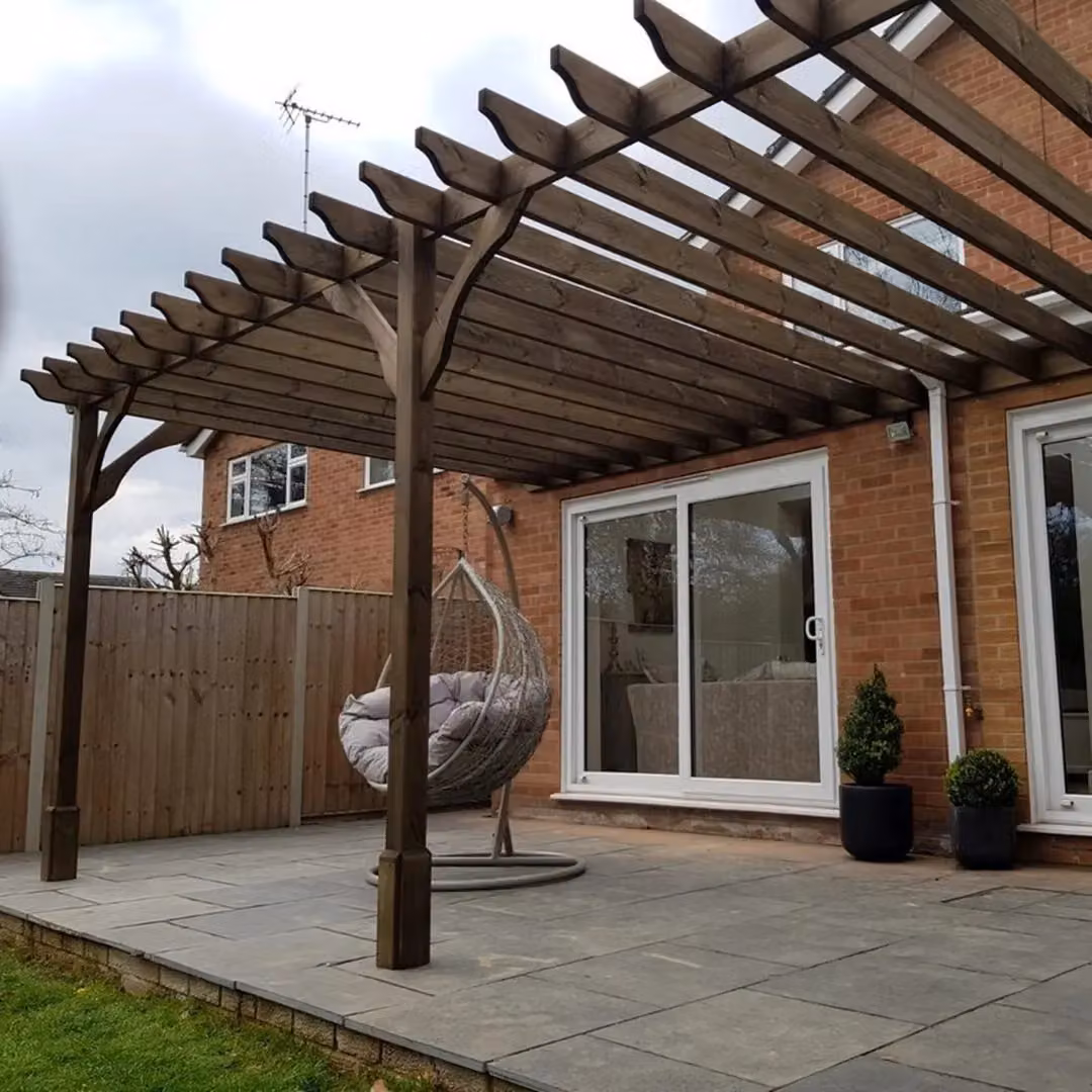 Rutland County Garden Furniture Ltd Premium Wall Mounted Lean-to Pergola, Brown, W: 660 cm, D: 300 cm, H: 270 cm – 4