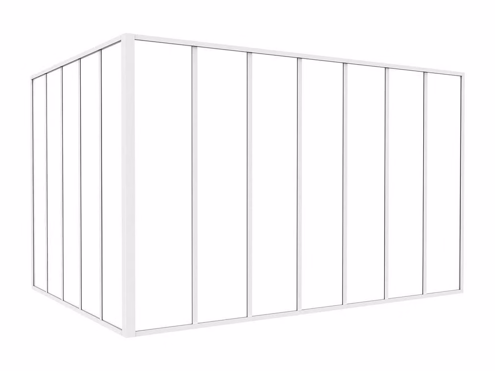 Vente-unique Corner Studio Glass Panelling in Powder-Coated Aluminium, White, W: 150 cm, H: 210 cm – 2