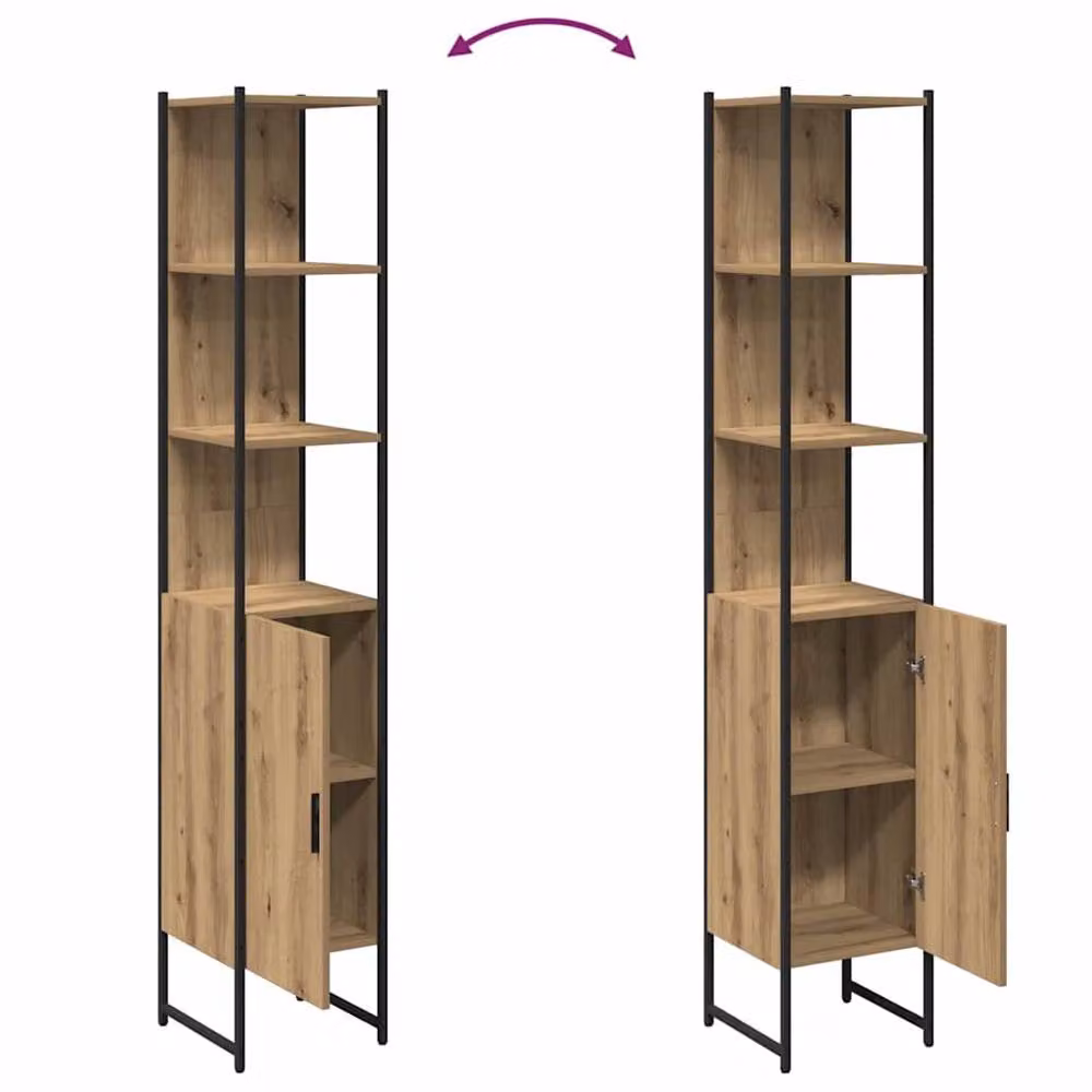 Berkfield Home Artisan Oak Bathroom Cabinet, Brown, W/D/H: 33 x 33 x 185.5 cm – 5