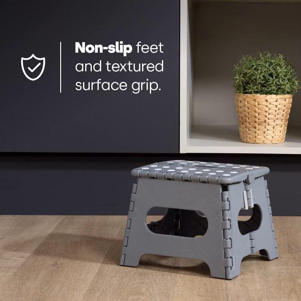 LIVIVO 9 Inch Folding Step Stool, Grey, 150kg Capacity – 3
