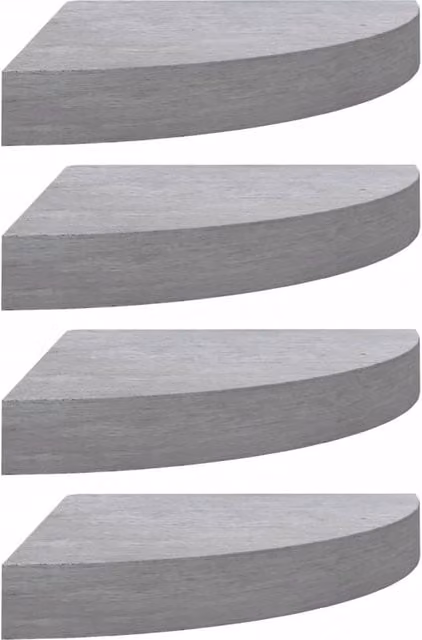 Berkfield Home Wall Mounted Corner Shelves, 4 Piece Set, Concrete Grey MDF and Metal, W/D/H: 25 x 25 x 3.8 cm – 1