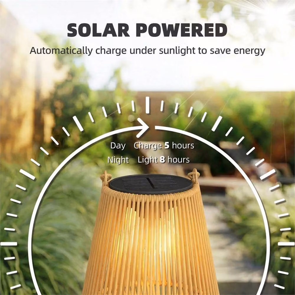 Havendro Set of 2 Brown Rattan and Metal Solar Hanging Garden Lanterns with Warm White Light – 5
