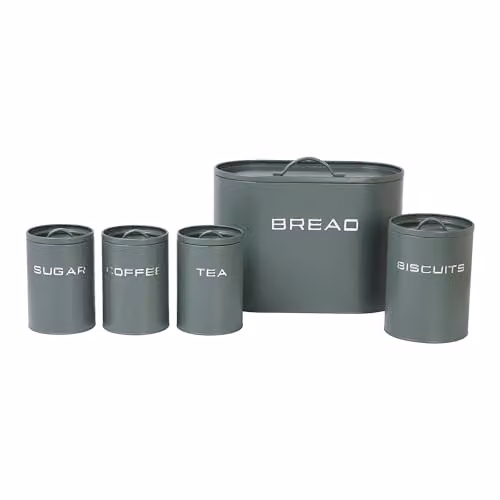 Simpa 5-Piece Metal Kitchen Storage Set in Matt Green – 5