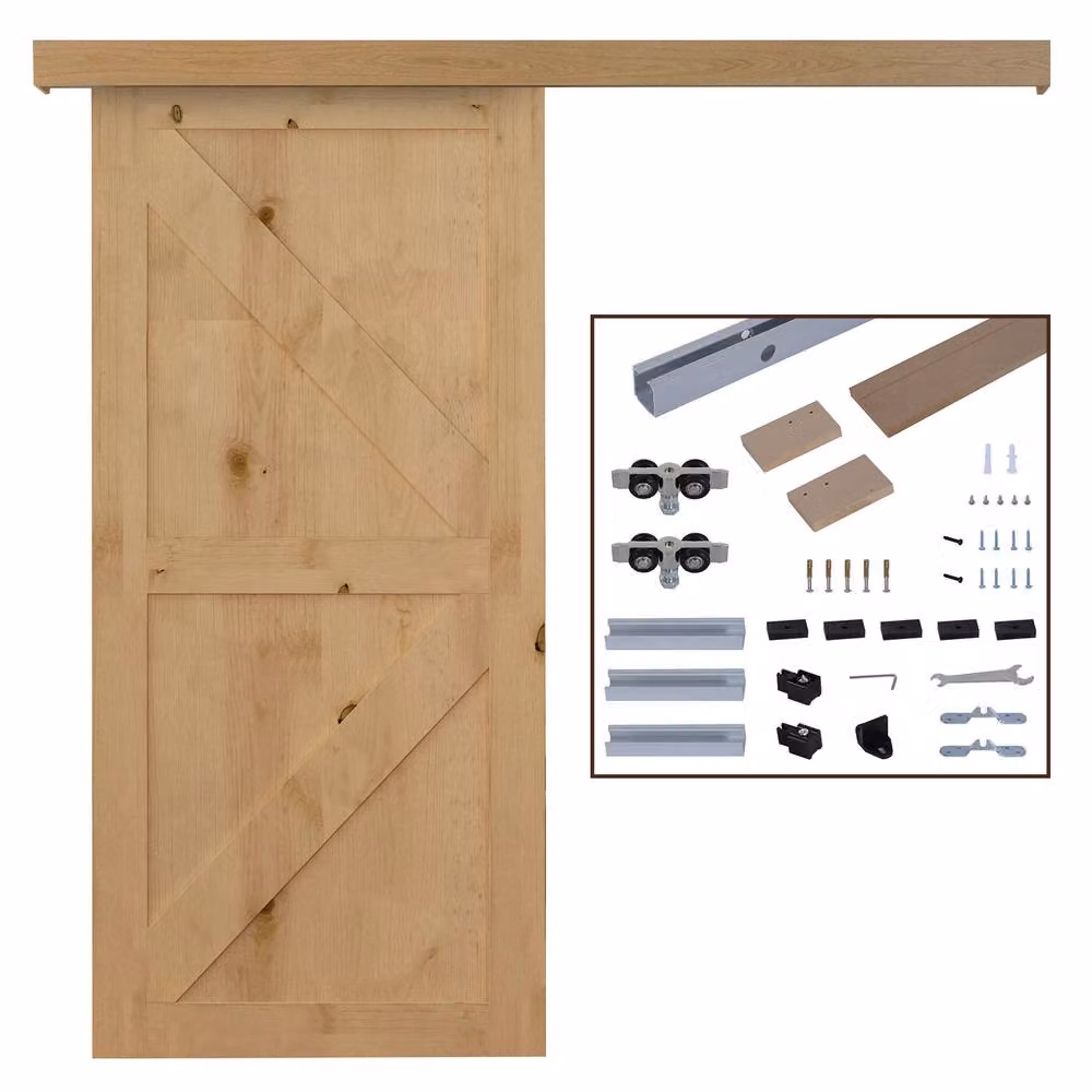 STILVORA Sliding Barn Door Track Kit, Brown, 200 cm – 4