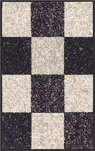 Serdim Rugs Black Geometric Square Kitchen and Hallway Mat, W/D/H: 67 x 120 cm, Washable, Non-Slip and Antistatic – 5