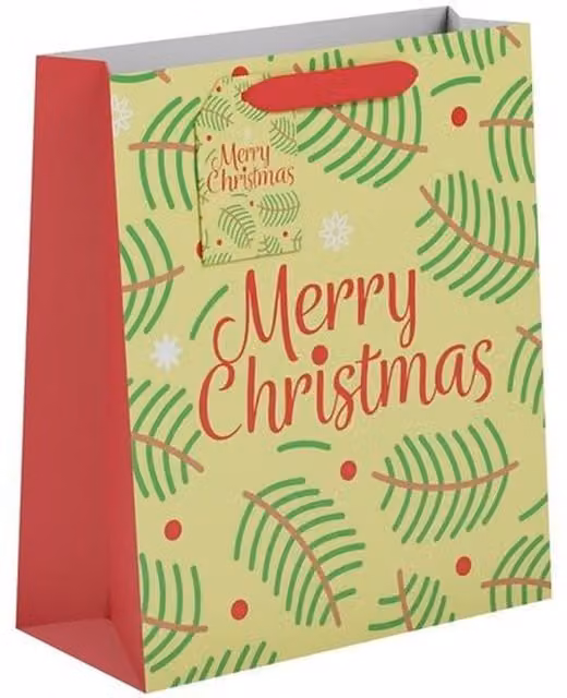 Kingsbury Gifts Medium Christmas Paper Gift Bags in Red, Green and Multicolour