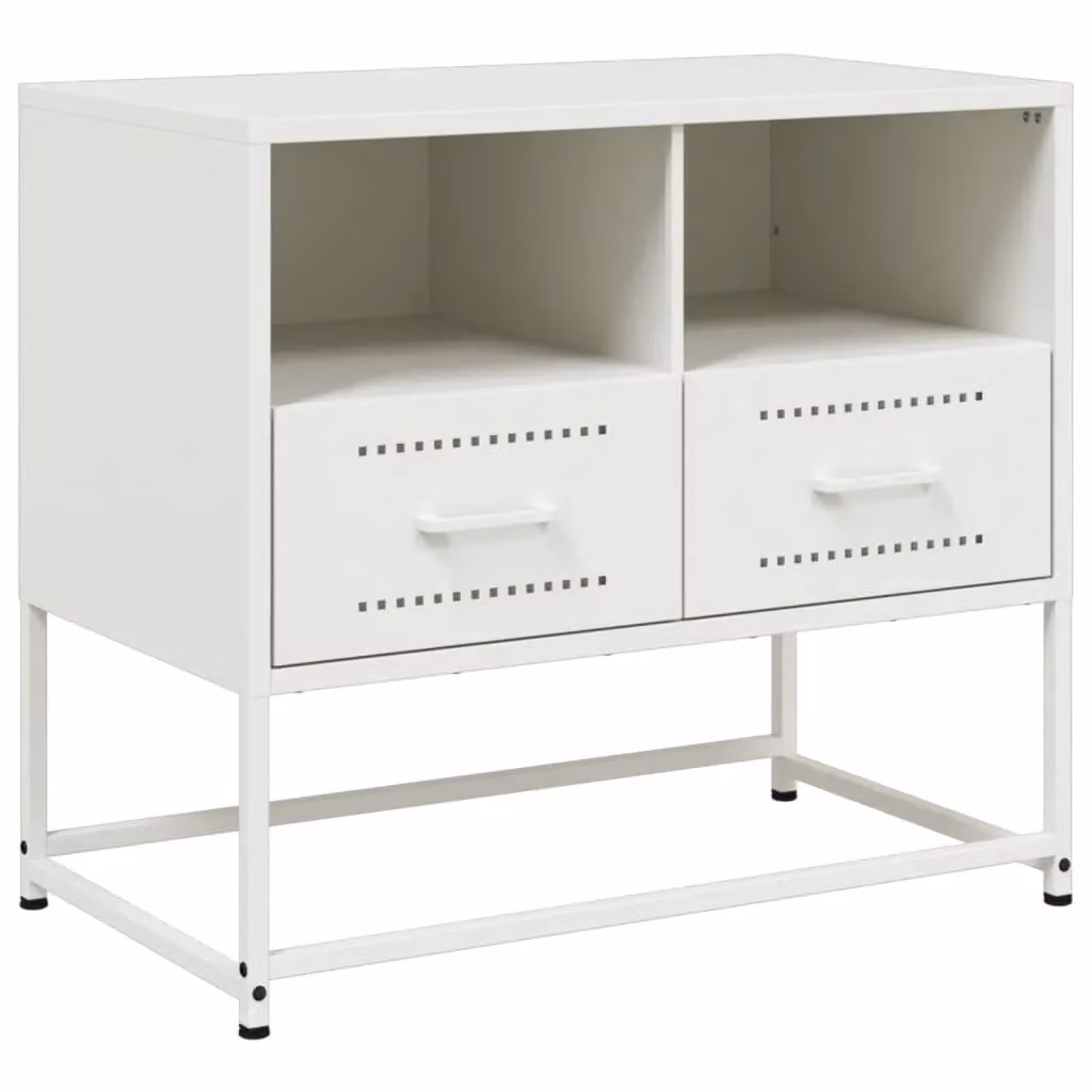 Berkfield Home Industrial White Metal TV Cabinet W: 68 cm, D: 39 cm, H: 60.5 cm – 2