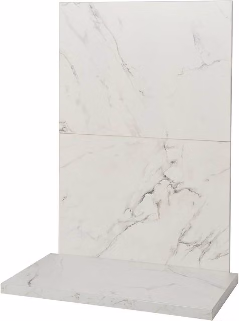 Acantha x2 Tile and Hearth Set in White Marble Effect