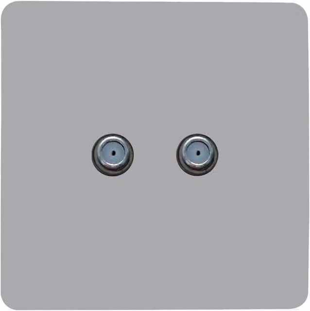 Trendi Switch 2 Gang Male F-Type Satellite Television Flush Socket in Platinum Silver