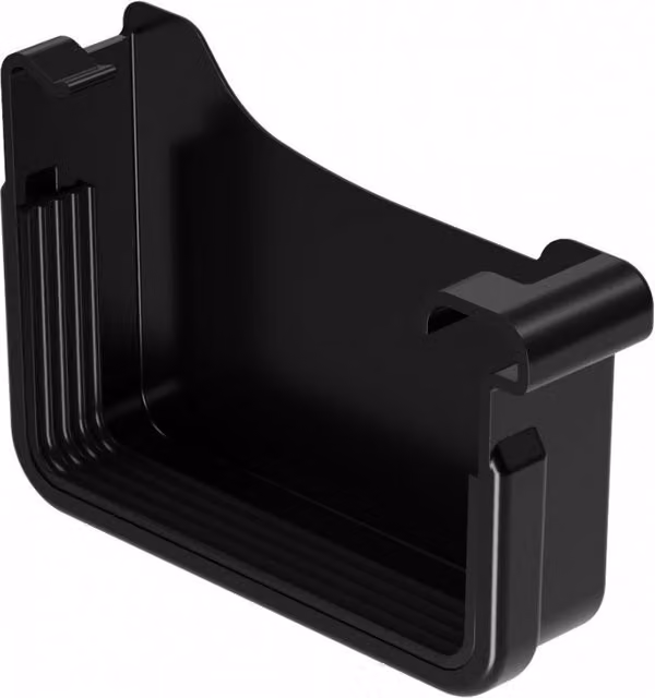 Galeco Square Gutter Large Right Hand Stopend, 135mm, Black