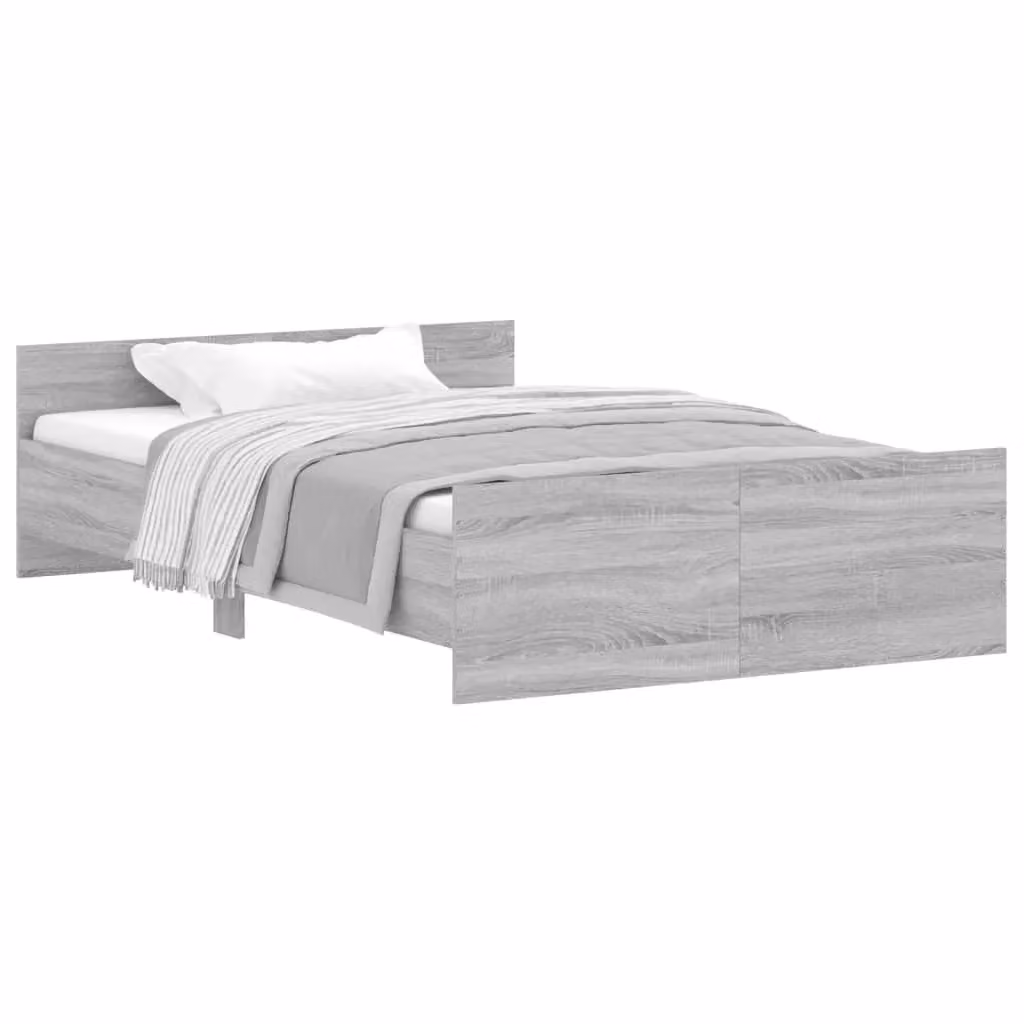 Berkfield Home Small Double Bed Frame with Headboard and Footboard in Grey Sonoma, W/D/H: 120 x 190 cm – 2