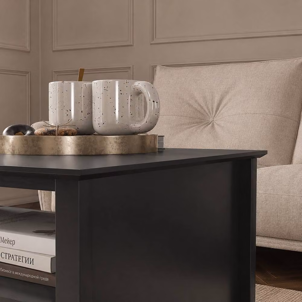 Melody Maison Hales Black Fluted Coffee Table with Four Drawers and One Shelf – 2