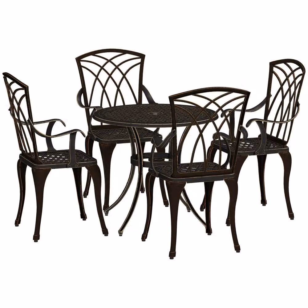 Wyld Haus Sake 4 Seater Bronze Cast Aluminium Garden Dining Set with Round Table – 2