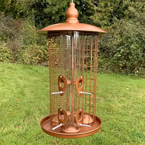 Selections Deluxe 3-in-1 Hanging Wild Bird Feeder for Seeds, Nuts and Fat Balls in Gold, Copper and Bronze Metal – 2