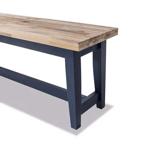 Statement Furniture Florence Solid Acacia Hardwood Dining Bench in Blue, W/D/H: 140 x 32 x 45 cm – 3