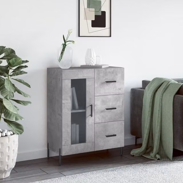Berkfield Home Sideboard in Concrete Grey, W/D/H: 69.5 x 34 x 90 cm – 1