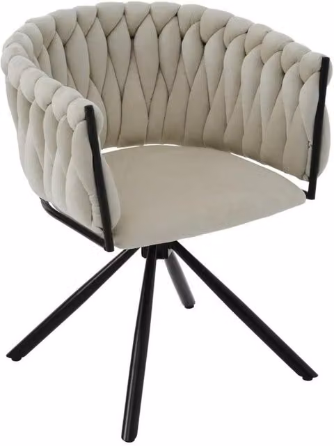 Chilli Seating Modern Velvet Swivel Dining Chair in Beige and Grey with Metal Legs