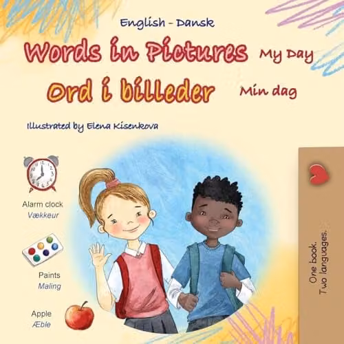 Words in Pictures - My Day English Danish Bilingual Children's Book by Kidkiddos Books, Multicolour