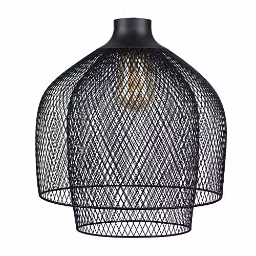 MiniSun Retro Steampunk 2 Tier Dome Ceiling Light Shade in Matt Black, Shade Width: 35.5 cm