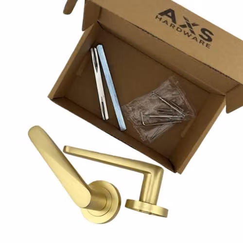 AXS Hardware Detroit Internal Door Handle Pack in Satin Brass with 127mm Lever and Concealed Fixings – 2