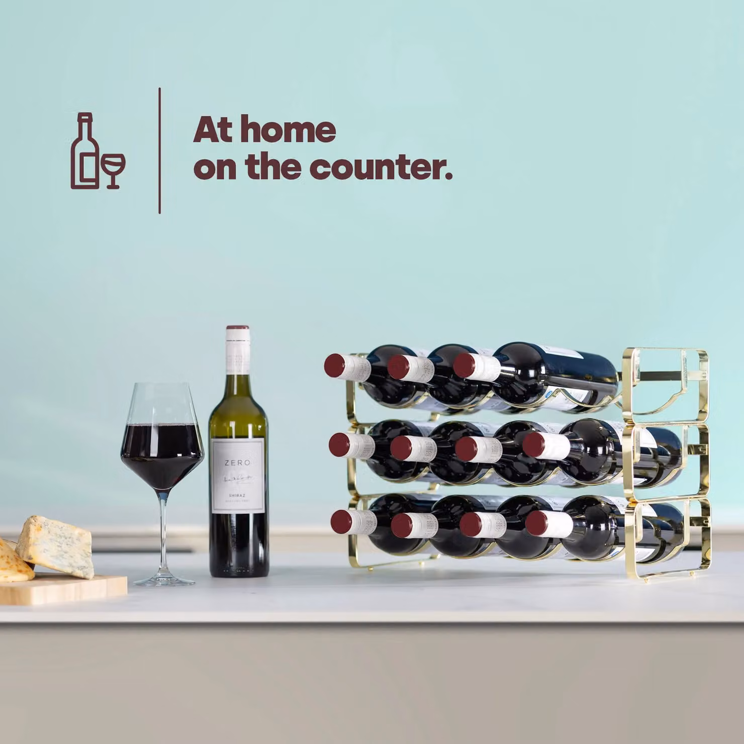 LIVIVO Elegant Stackable Metal Wine Shelf Rack, Set of 2, Gold and Silver – 2
