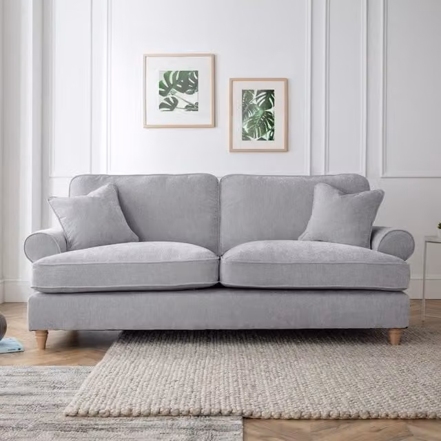 The Great Sofa Company Ezra 3 Seater Textured Velvet Sofa in Light Grey – 1