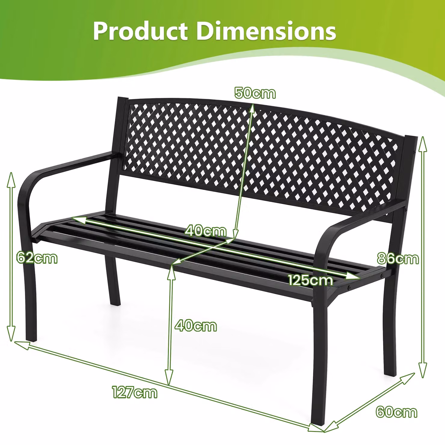 Costway Metal Outdoor Loveseat Garden Bench in Black – 3