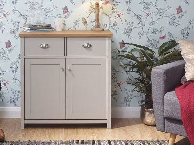 GFW Lancaster Compact Sideboard in Grey and Oak – 1
