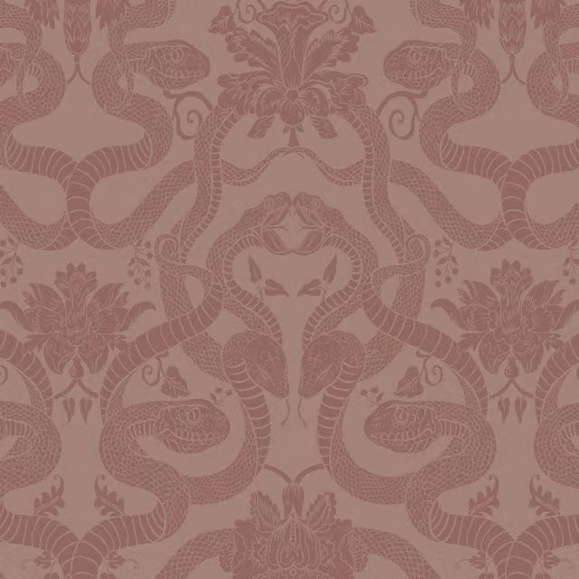 House of Hackney Anaconda Traditional Animal Print Wallpaper in Dusky Pink