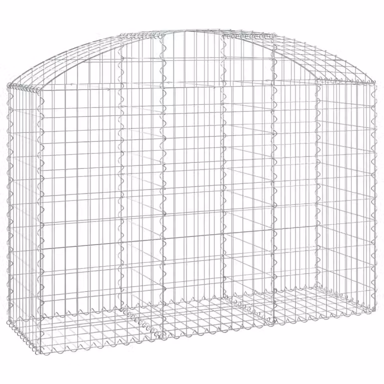 Berkfield Home Arched Gabion Basket in Silver Galvanised Steel, W: 150 cm, D: 50 cm, H: 100-120 cm