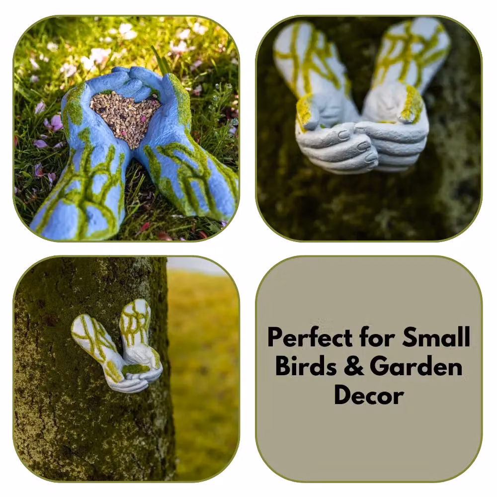 Marco Paul Giving Open Hands Wall Mounted Bird Feeder in Stone – 5