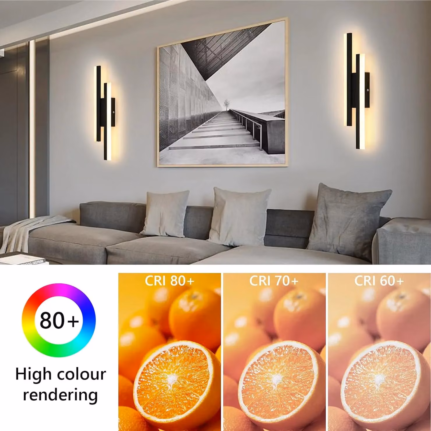 COMELY Modern LED Indoor Wall Light in Black with Acrylic and Metal, 16W, Warm White, 40 cm – 5