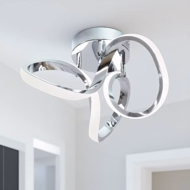 NIVOR Modern Geometric LED Flush Mount Ceiling Light in Metallic Silver – 1