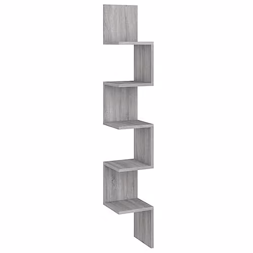 vidaXL Wall Corner Shelf in Grey Sonoma, W/D/H: 20 x 20 x 127.5 cm, Engineered Wood
