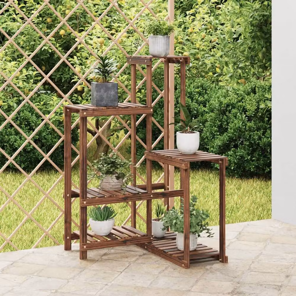 Berkfield Home Elegant Flower Stand in Brown Solid Wood, W/D/H: 61.5 x 61.5 x 101.5 cm – 2