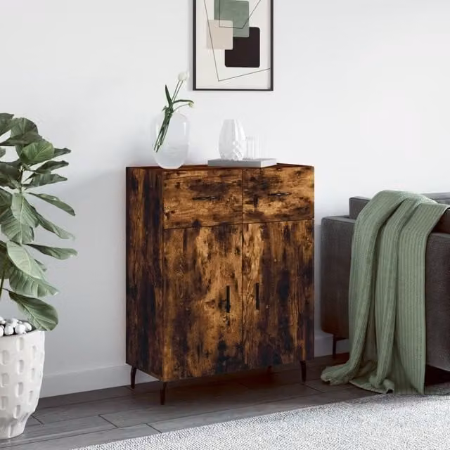 Berkfield Home Modern Smoked Oak Sideboard in Brown, W/D/H: 69.5 x 34 x 90 cm