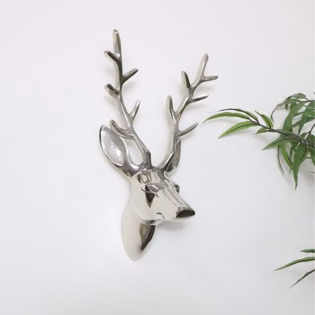 Melody Maison Silver Metal Wall Mounted Stags Head