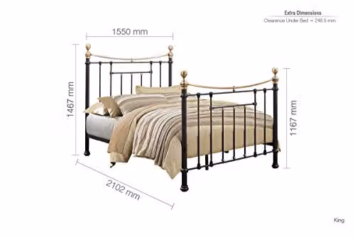 Birlea Bronte Metal Bed in Black, W/D/H: 150 x 200 cm – 2