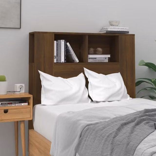 Berkfield Home Modern Brown Oak Headboard Cabinet with Side Compartments, W/D/H: 100 x 18.5 x 104.5 cm – 1