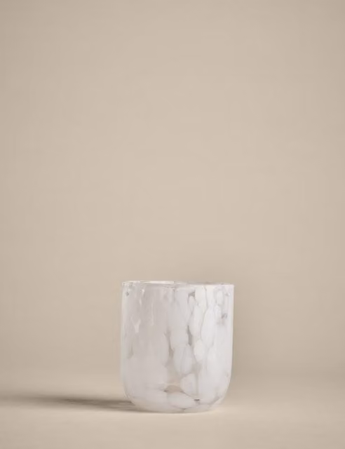 M&S Set of 2 White Speckled Glass Tumblers