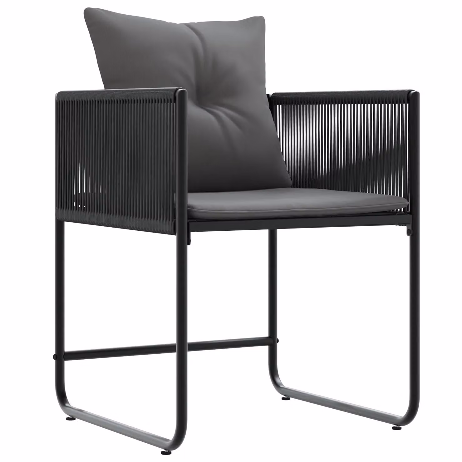 Berkfield Home Set of 4 Black Poly Rattan Garden Chairs with Cushions and Armrests – 2