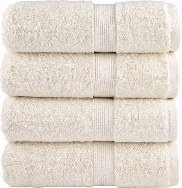 Berkfield Home SOLUND Premium Cotton Terry Guest Towels, 4 Pack, Beige, W: 30 cm, H: 50 cm, 600 gsm