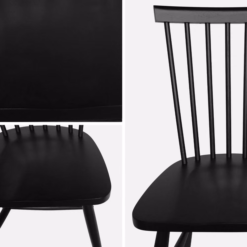 sweeek Set of 4 Black Hevea Rubberwood Dining Chairs – 3