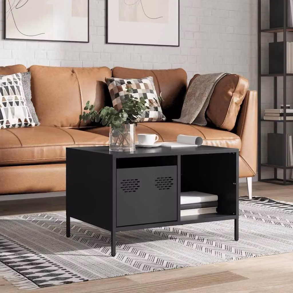 Berkfield Home Industrial Black Metal Coffee Table W: 68.5 cm, D: 50 cm, H: 43.5 cm – 3