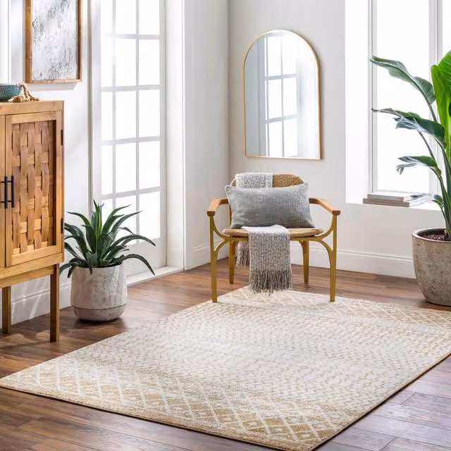 Livabliss Elaziz Geometric Vintage Rug in Brown, Grey, White and Beige, W: 160 cm, D: 230 cm – 1