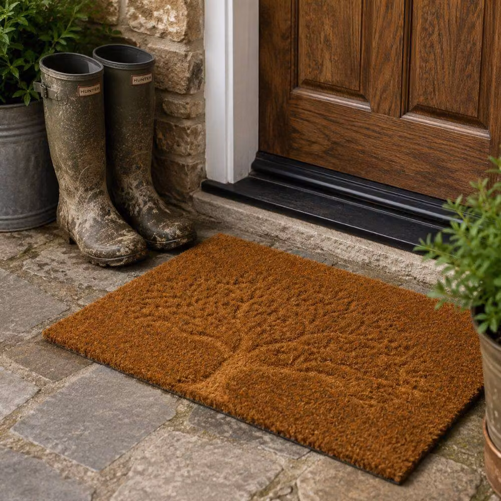 Marco Paul Heavy Duty Coir Door Mat with Brown Tree Design, W: 45 cm, D: 75 cm – 7